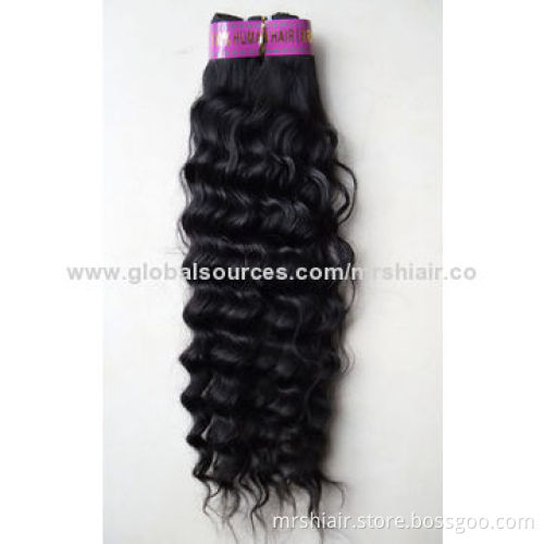 Human Hair Weave, Brazilian Virgin Hair Curly, 18-inch Natural Black, Unprocessed Hair